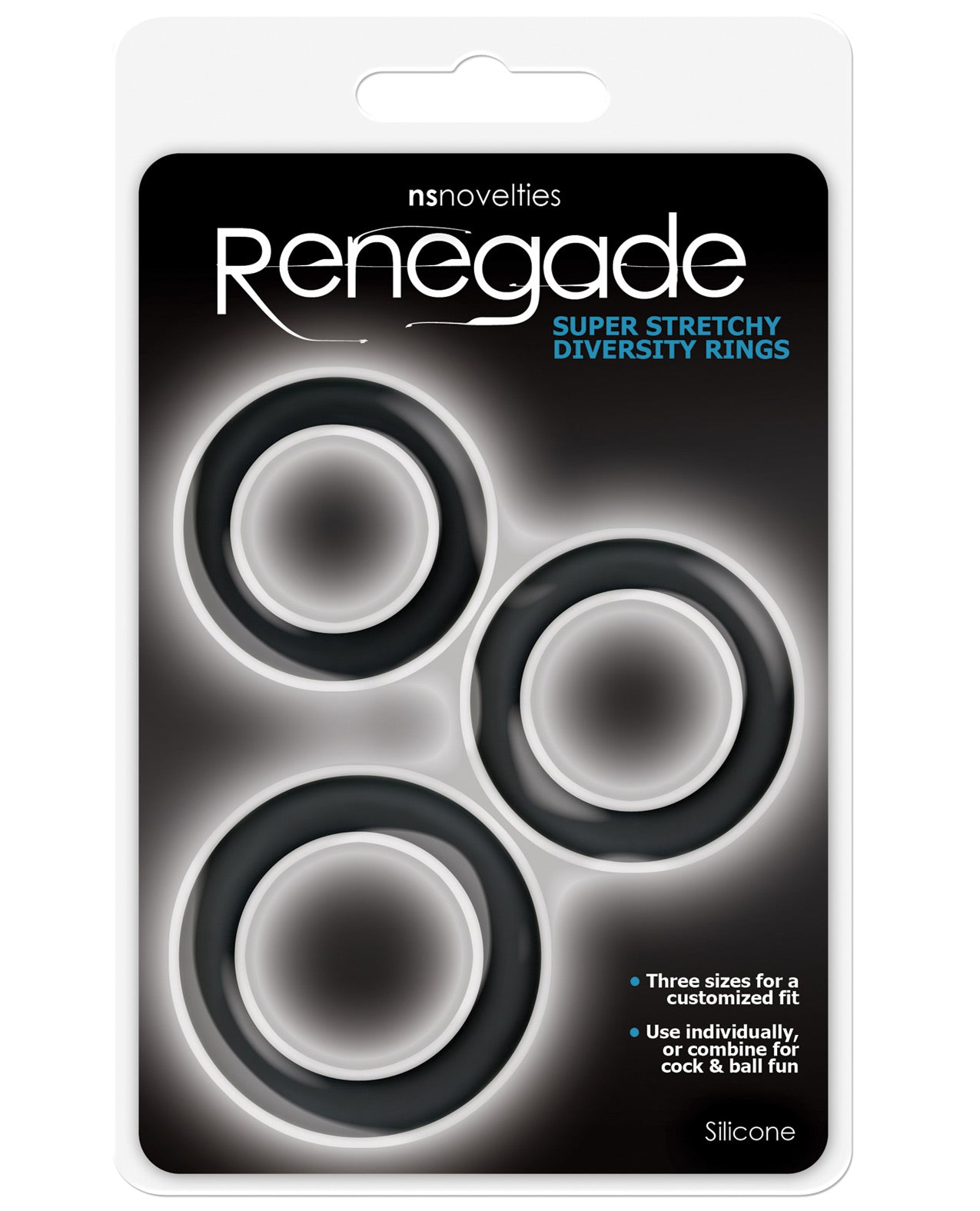 Renegade Diversity Rings - Black Pack Of 3 - LUST Depot
