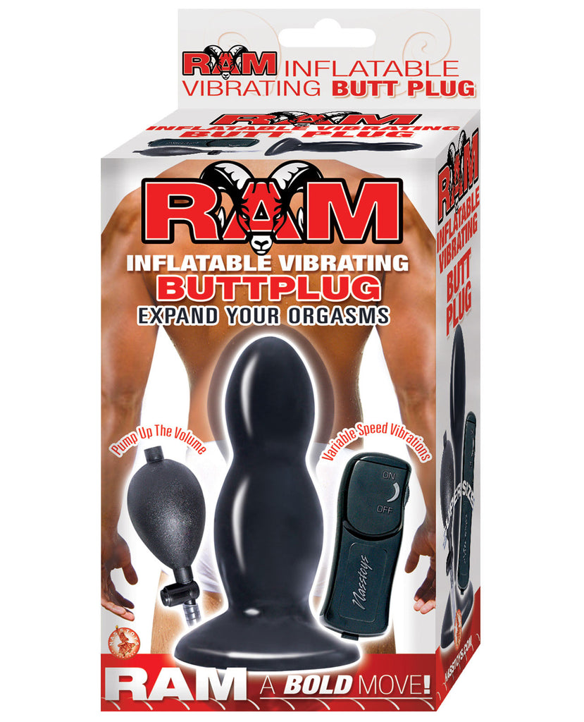 Ram Inflatable Vibrating Butt Plug - Black - LUST Depot