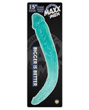 Maxx Men's 15" Crystal Curved Double Dong - Blue - LUST Depot