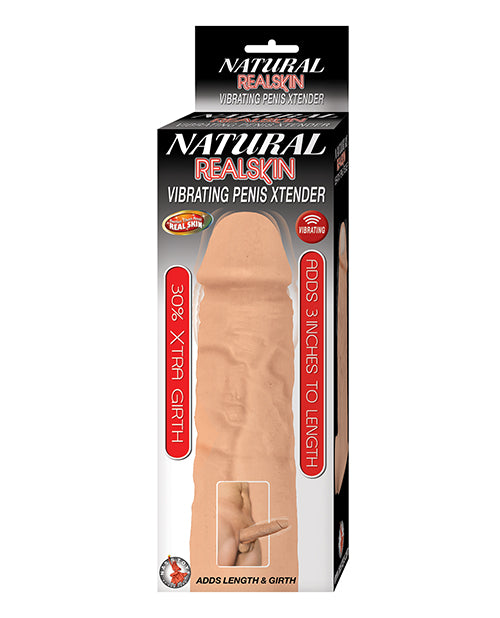 Natural Realskin Vibrating Penis Xtender - White - LUST Depot