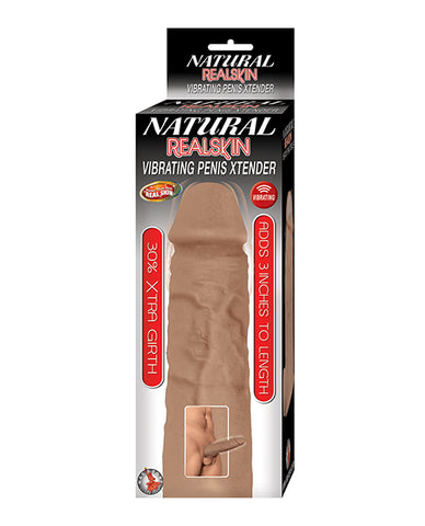 Natural Realskin Vibrating Penis Xtender - Brown - LUST Depot
