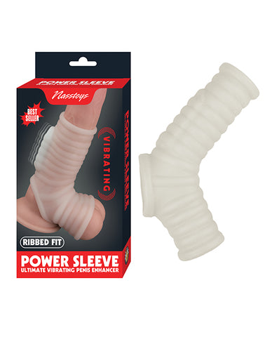 Vibrating Power Sleeve Ribbed Fit - White - LUST Depot