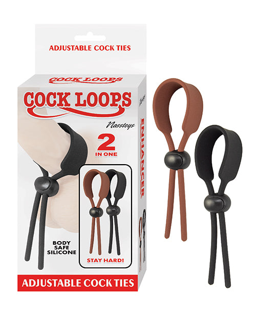 Cock Loops Adjustable Cock Ties - Brown/black - LUST Depot