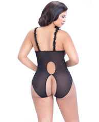 Lace Open Cup & Crotchless Teddy Black Qn - LUST Depot