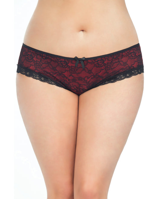 Cage Back Lace Panty Black-red 1x-2x - LUST Depot