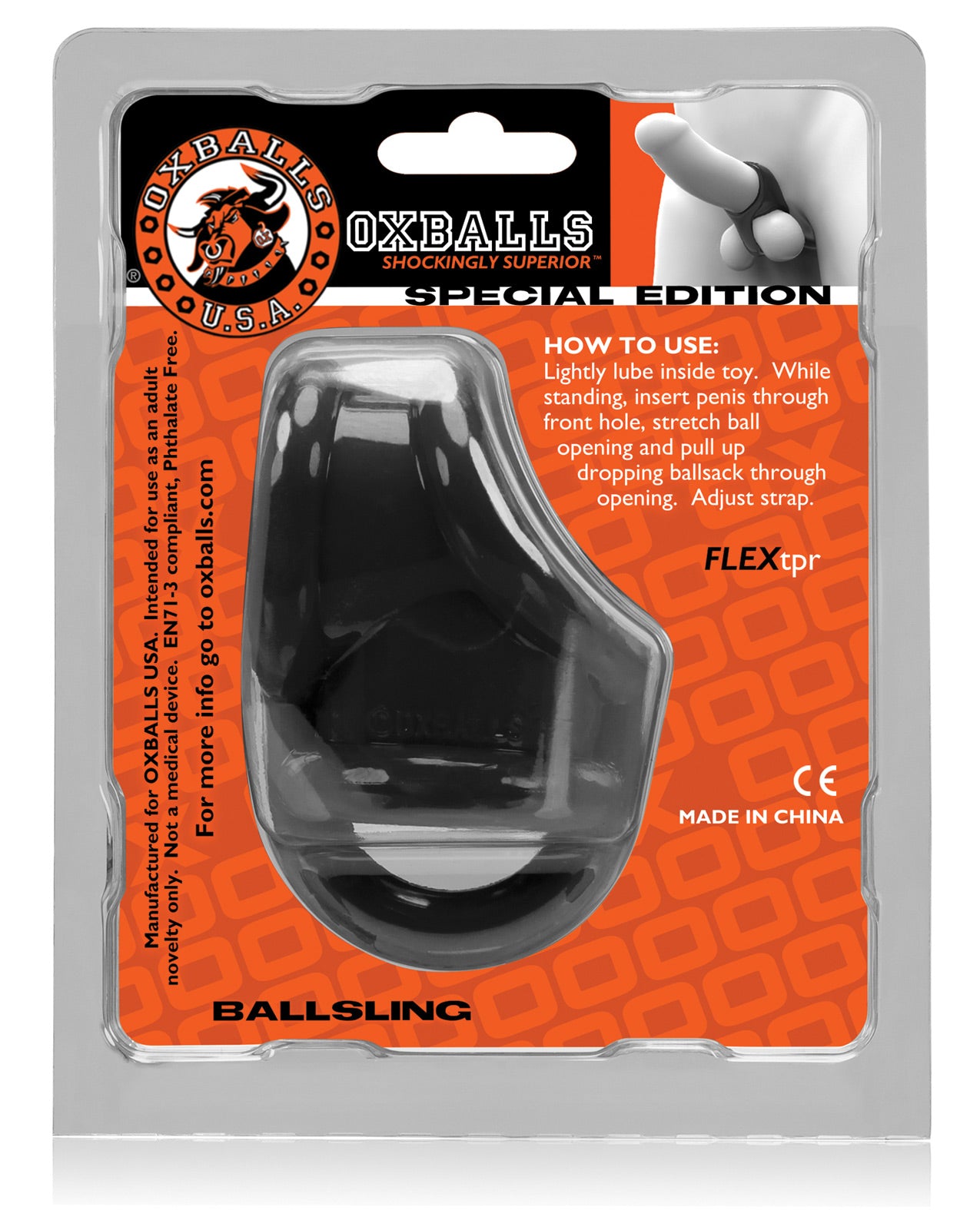 Oxballs Ballsling Ball Split Sling - Black - LUST Depot