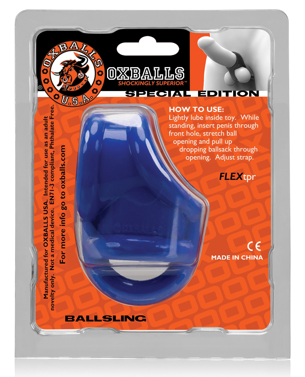 Oxballs Ballsling Ball Split Sling - Police Blue - LUST Depot
