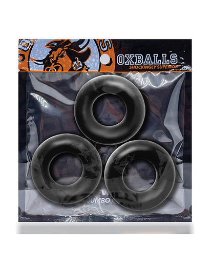 Oxballs Fat Willy 3 Pack Jumbo Cock Rings - Black - LUST Depot