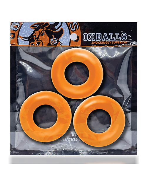 Oxballs Fat Willy 3 Pack Jumbo Cock Rings - Orange - LUST Depot