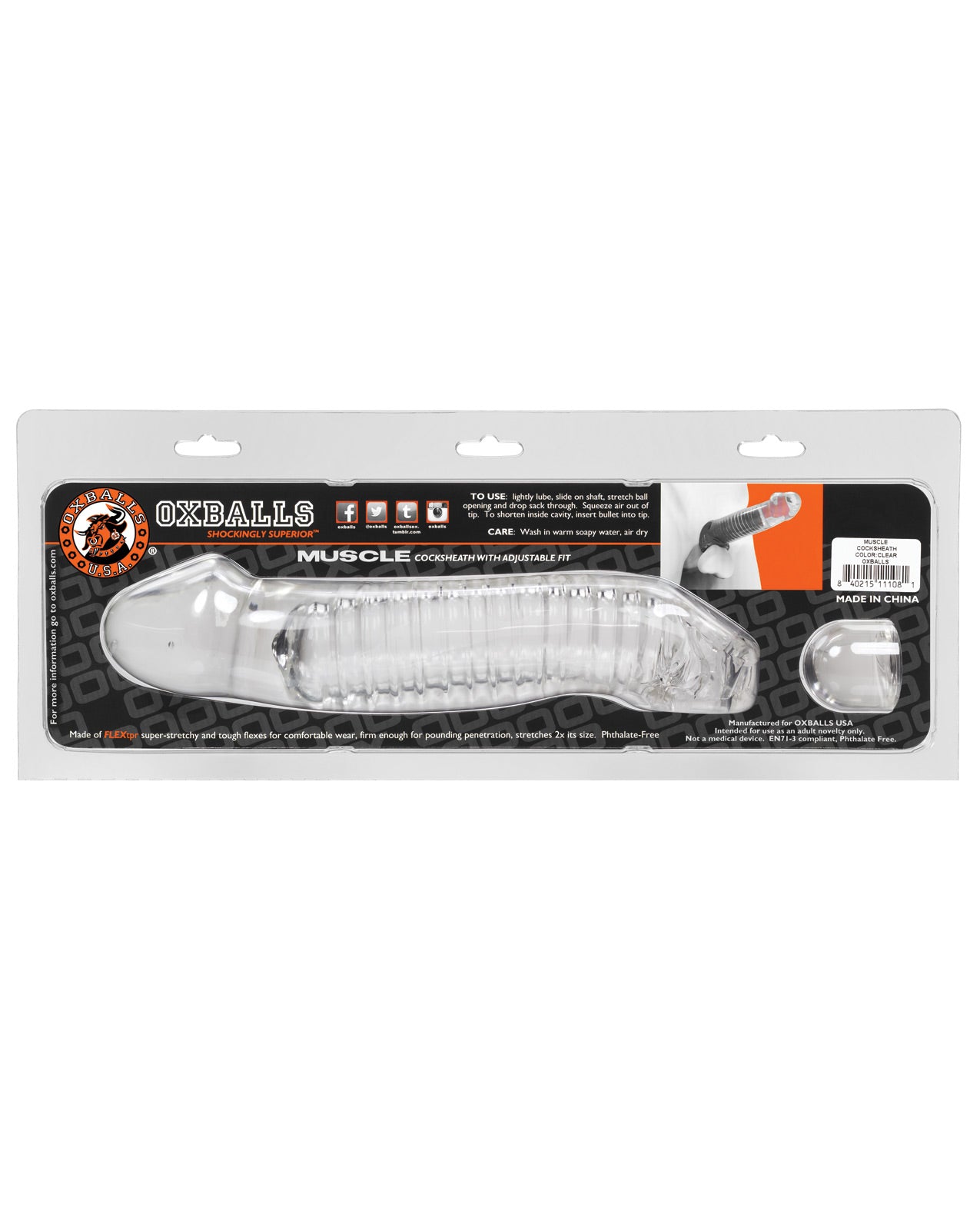 Oxballs Muscle Cock Sheath - Clear - LUST Depot