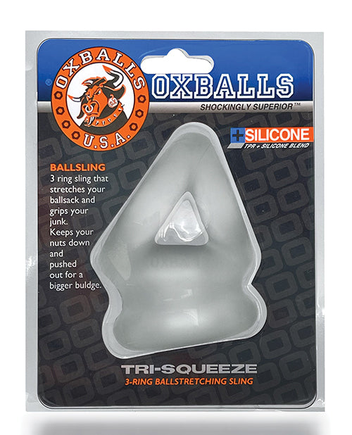 Oxballs Tri Squeeze Cocksling & Ballstretcher - Clear Ice - LUST Depot