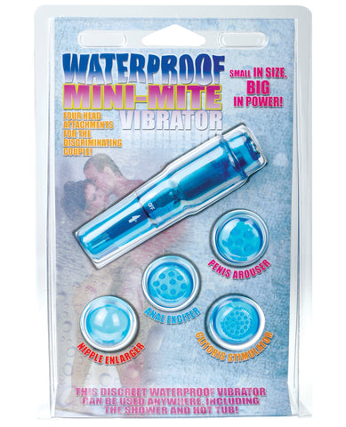 Mini Mite Vibrator W-4 Heads Waterproof - Blue - LUST Depot