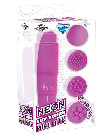 Neon Luv Touch Mini Mite Waterproof - 4 Interchangeable Heads Purple - LUST Depot