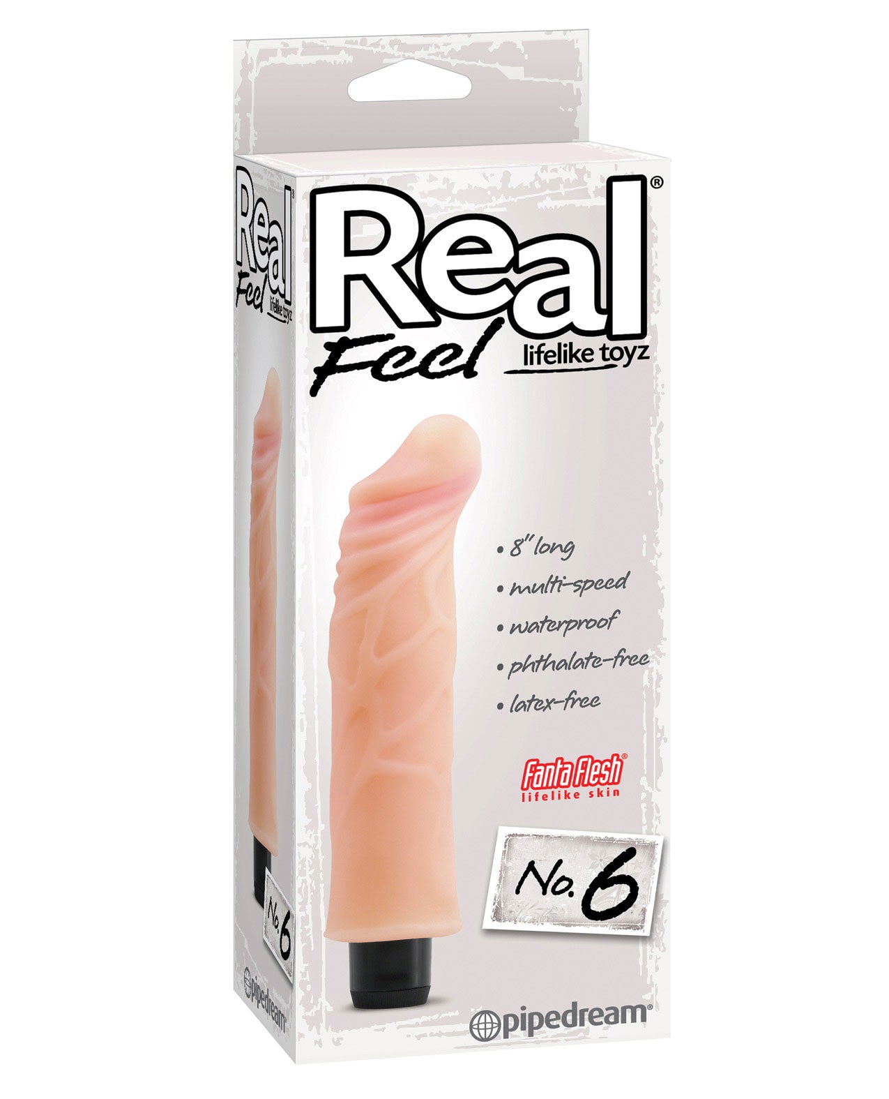 Real Feel No. 6  Long 8" Vibe Waterproof - Mutli-speed Flesh - LUST Depot