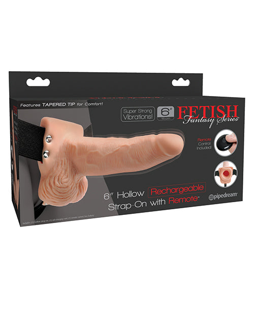 Fetish Fantasy Series 6" Hollow Rechargeable Strap On W-remote - Flesh - LUST Depot