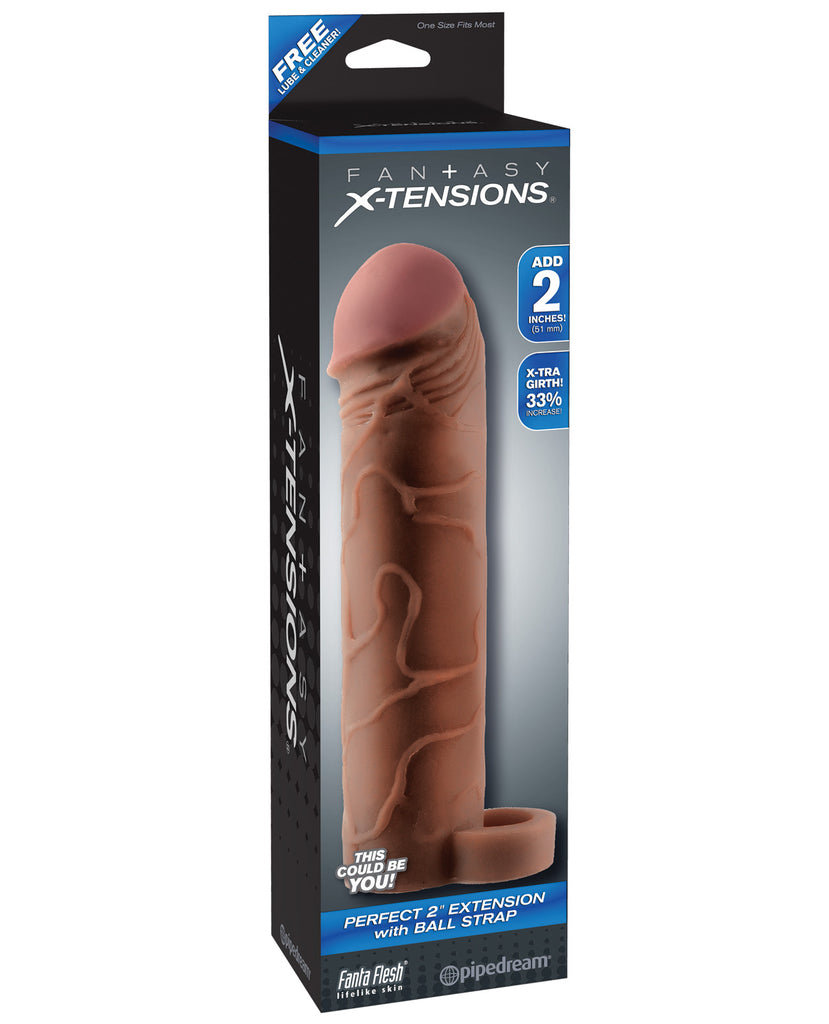 Fantasy X-tensions Perfect 2" Extension W-ball Strap - Brown - LUST Depot