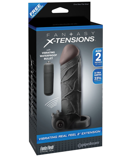 Fantasy X-tensions Vibrating Real Feel 2" Extension W-ball Strap - Black - LUST Depot