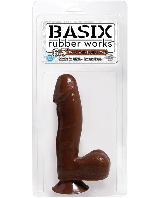 Basix Rubber Works 6.5" Dong W-suction Cup - Brown - LUST Depot
