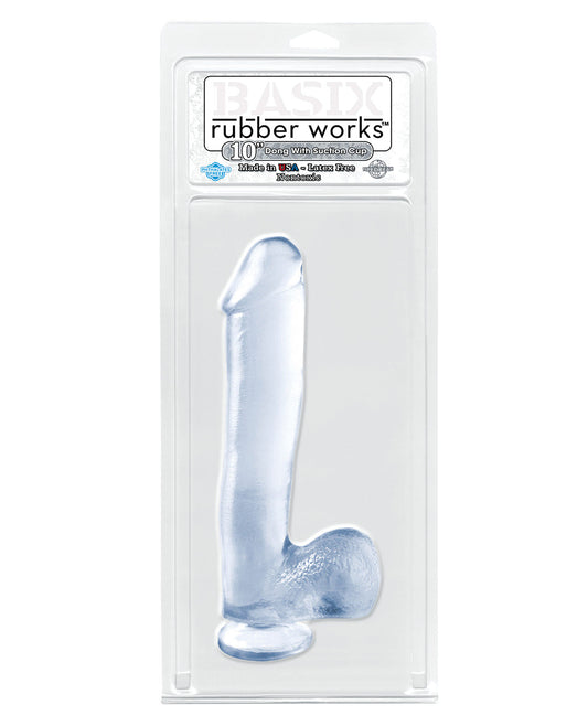 Basix Rubber Works 10" Dong W-suction Cup - Clear - LUST Depot