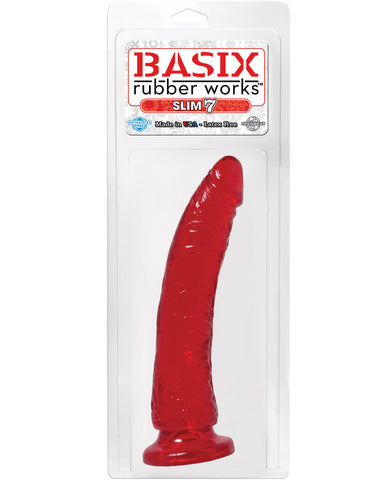 Basix Rubber Works 7" Slim Dong - Red - LUST Depot