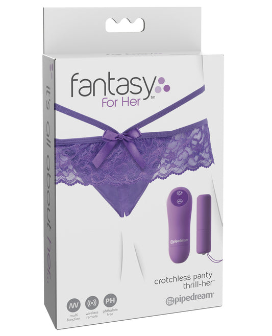 Fantasy For Her Crotchless Panty Thrill Her - Purple - LUST Depot