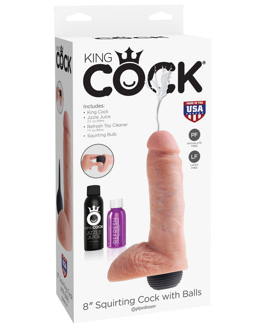 King Cock 8" Squirting Cock W-balls - Flesh - LUST Depot