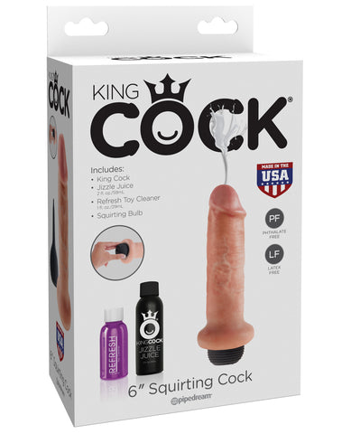 King Cock 6" Squirting Cock - Flesh - LUST Depot