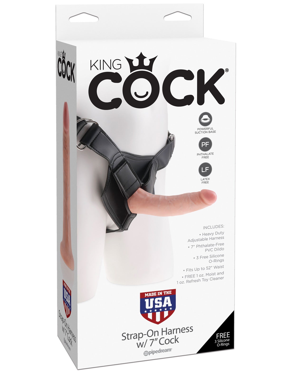 King Cock Strap On Harness W-7" Cock - Flesh - LUST Depot