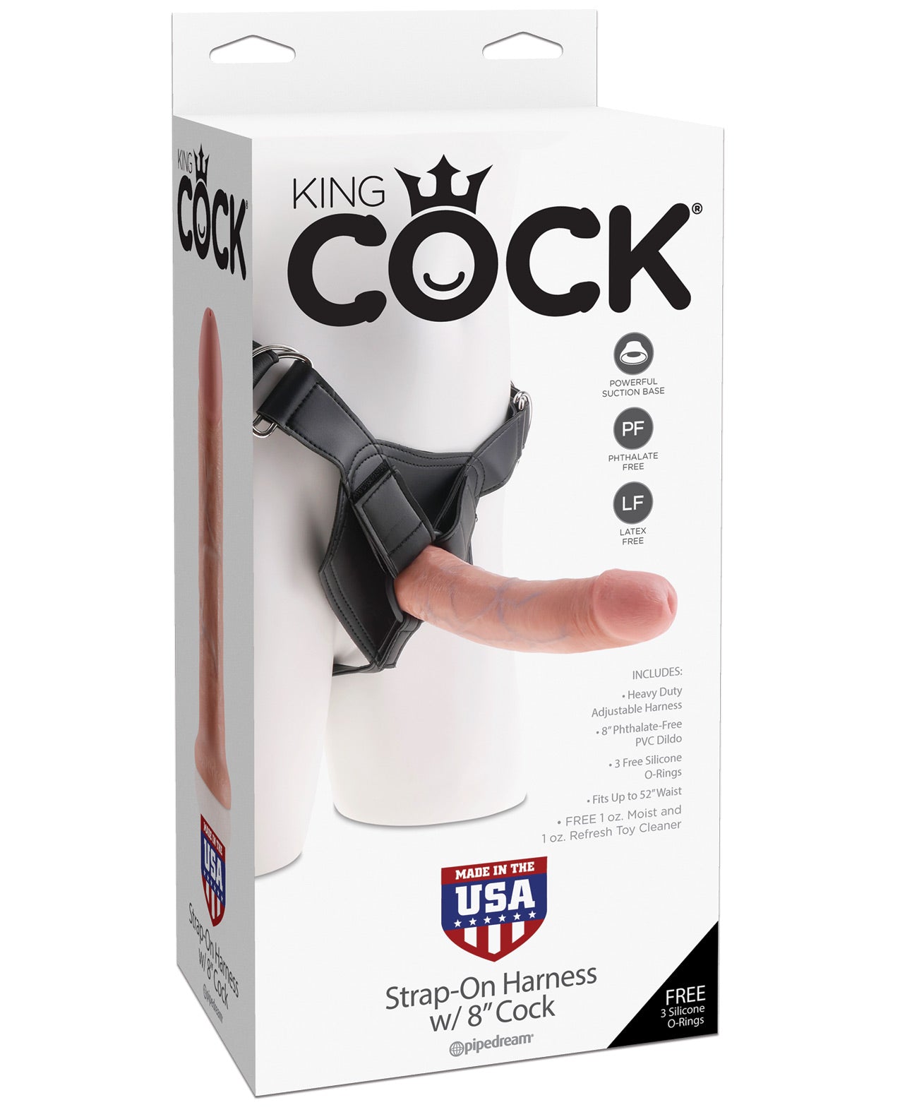 King Cock Strap On Harness W-8" Cock - Flesh - LUST Depot
