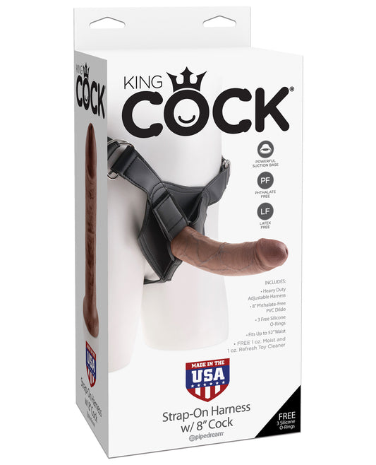 King Cock Strap On Harness W-8" Cock - Brown - LUST Depot