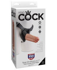 King Cock Strap-on Harness W-7" Two Cocks One Hole - Flesh - LUST Depot