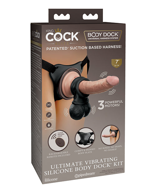 King Cock Elite Ultimate Vibrating Silicone Body Dock Kit W-remote - LUST Depot