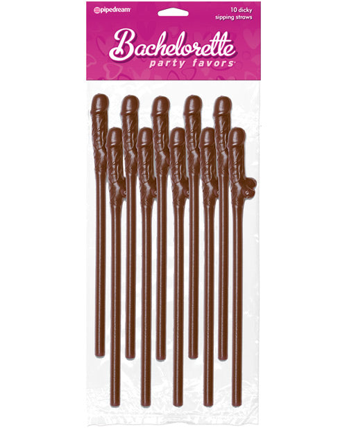 Bachelorette Party Favors Pecker Straws - Brown Pack Of 10 - LUST Depot