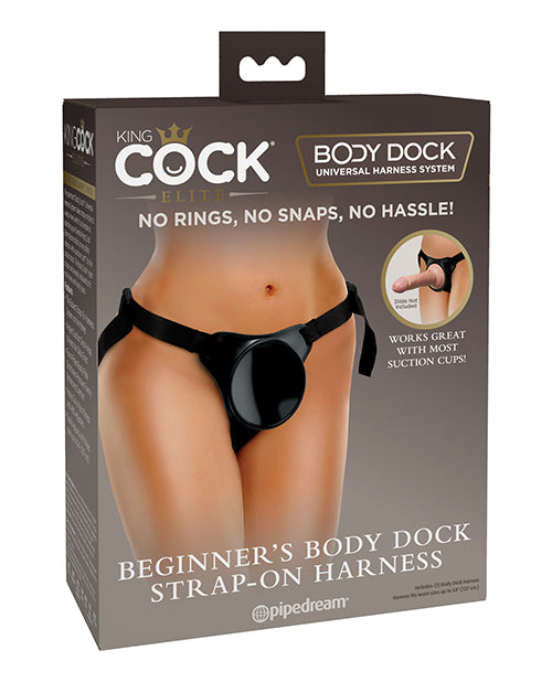 King Cock Elite Beginner's Body Dock Strap On Harness - Black - LUST Depot