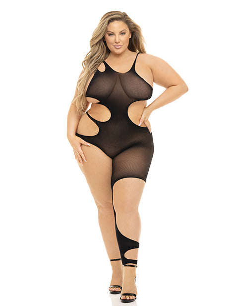 Pink Lipstick Show You How Cut Out Bodystocking Black Qn - LUST Depot