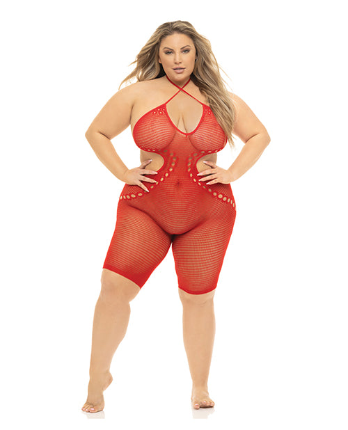 Pink Lipstick Fill Me In Bodystocking Red Qn - LUST Depot