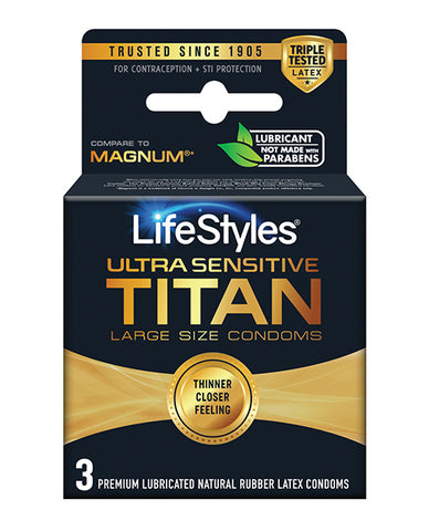 Lifestyles Ultra Sensitive Titan Condom - Pack Of 3 - LUST Depot