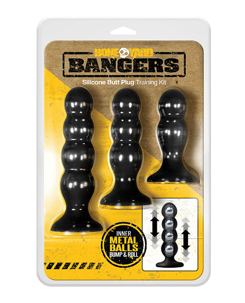 Boneyard Bangerz Silicone Butt Plug Training Kit - Black - LUST Depot