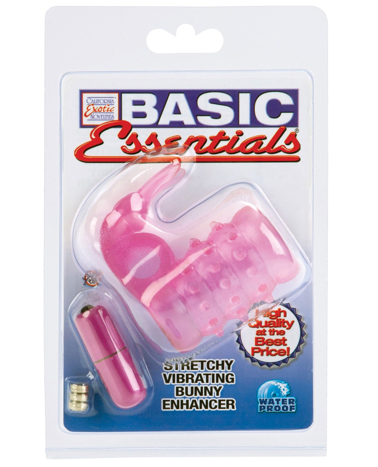 Basic Essentials Stretchy Vibrating Bunny Enhancer - Pink - LUST Depot