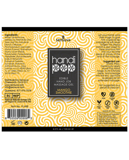 Handipop Hand Job Massage Gel - 4.2 Oz Bottle Mango Smoothie - LUST Depot