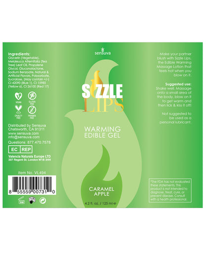 Sizzle Lips Warming Gel - 4.2 Oz Bottle Caramel Apple - LUST Depot
