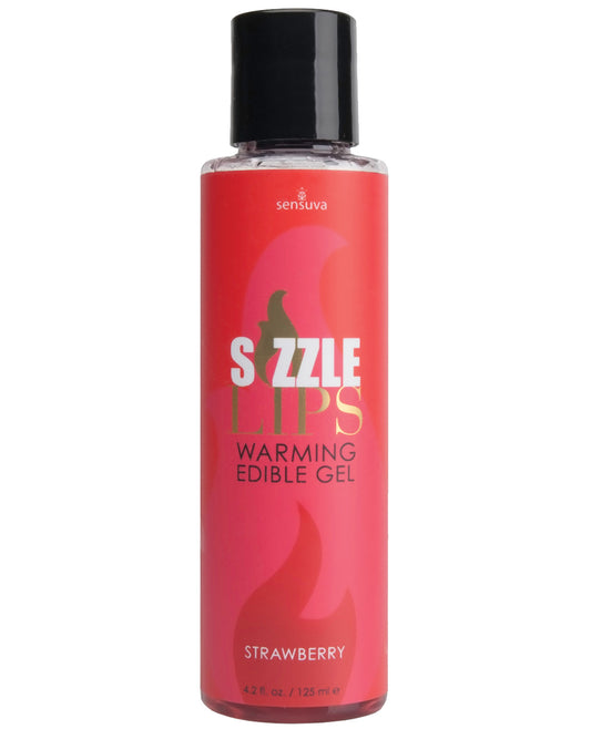 Sizzle Lips Warming Gel - 4.2 Oz Bottle Strawberry - LUST Depot