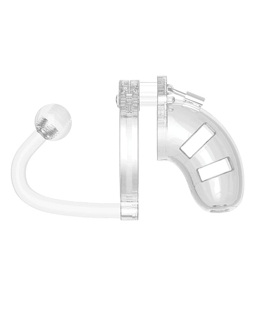 Shots Man Cage Chastity 3.5" Cock Cage W-plug Model 10 - Clear - LUST Depot