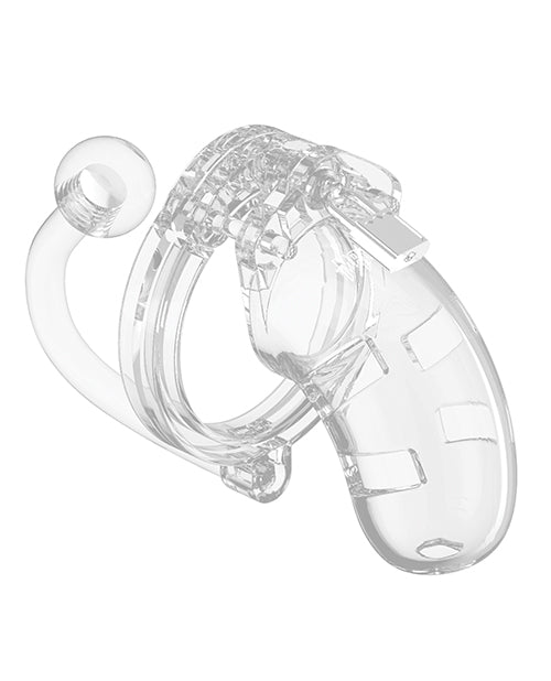 Shots Man Cage Chastity 3.5" Cock Cage W-plug Model 10 - Clear - LUST Depot