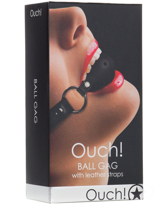 Shots Ouch Ball Gag W-leather Straps - Black - LUST Depot