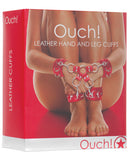 Shots Ouch Leather Hand & Leg Cuffs - Red - LUST Depot
