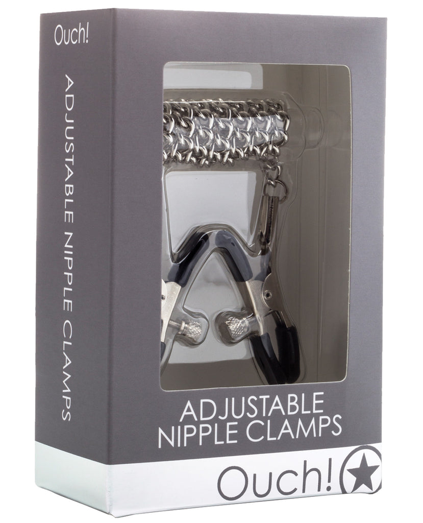 Shots Ouch Adjustable Nipple Clamps W-chain - Metal - LUST Depot