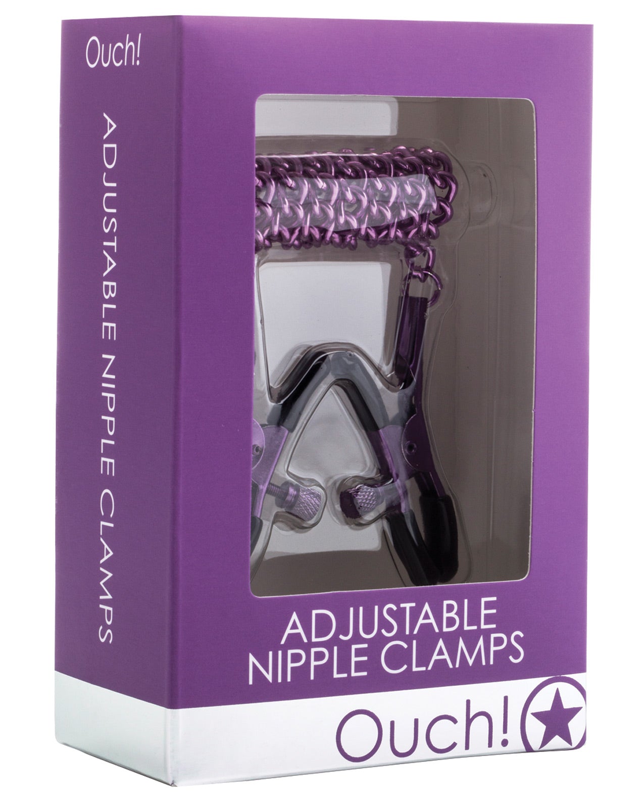 Shots Ouch Adjustable Nipple Clamps W-chain - Purple - LUST Depot