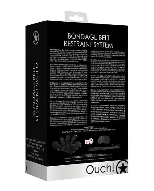 Shots Ouch Bondage Belt Restraint System - Black - LUST Depot
