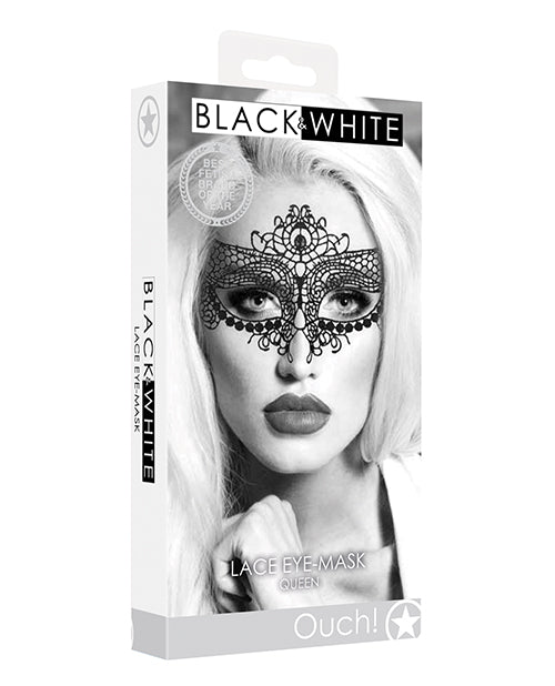 Shots Ouch Black & White Lace Eye Mask - Queen Black - LUST Depot